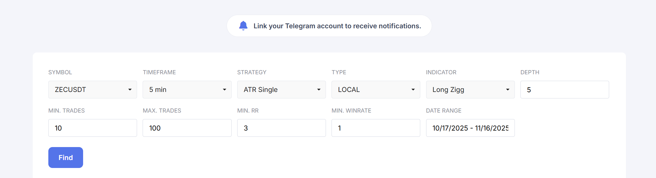 Strategy search filter